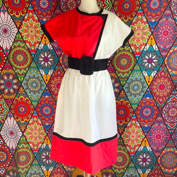 Vintage Dresses & Skirts - 🌟SOLD🌟 Vintage 1980s White & Salmon Pink Dress Sz 12